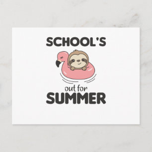 Schools Out For Summer Sloth Funny Animals Postcard