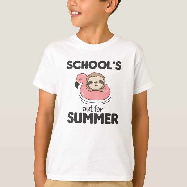 Schools Out For Summer Sloth Funny Animals T-Shirt (Front)