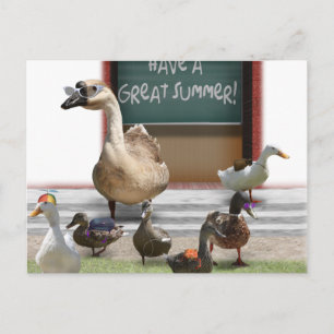 School's Out, Little Ducklings with Teacher Goose Postcard