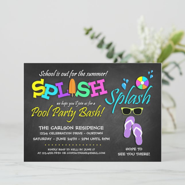 School's Out Pool Party Invitations (Standing Front)