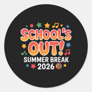 Schools Out Summer Break 2026 Last Day School Kids Classic Round Sticker