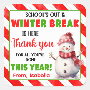School's Out Winter Break is Here Christmas Square Sticker