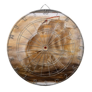 Schooner And Vintage Map Dartboard