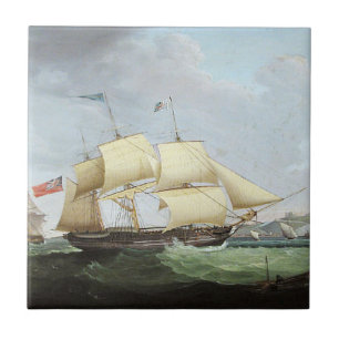Schooner ship Harriet 1900s Tile