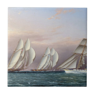 Schooners Dreadnought and Columbia 1870 Tile
