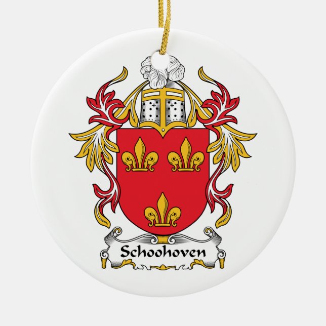 Schoonhoven Family Crest Ceramic Tree Decoration (Front)