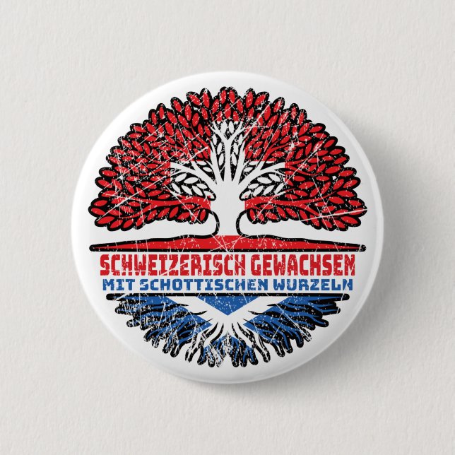Schottland Schottisch Schweizer Schweiz Baum 6 Cm Round Badge (Front)