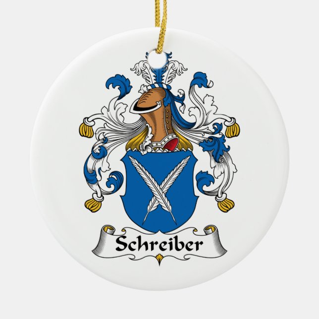 Schreiber Family Crest Ceramic Tree Decoration (Front)
