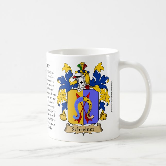 Schreiner, the Origin, the Meaning and the Crest Coffee Mug (Right)