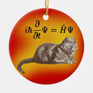 Schrodinger cat ceramic tree decoration