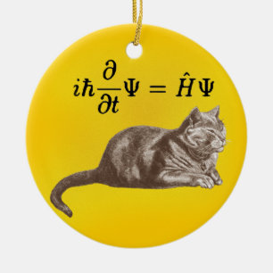 Schrodinger cat ceramic tree decoration