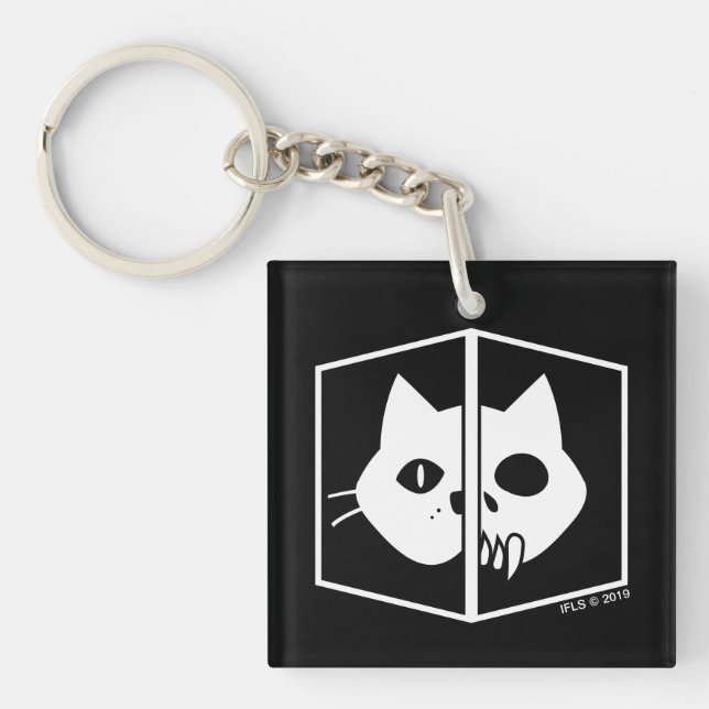 Schrödinger Cat Graphic Key Ring (Front)