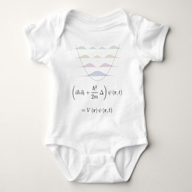Schrodinger equation, harmonic potential baby bodysuit (Front)