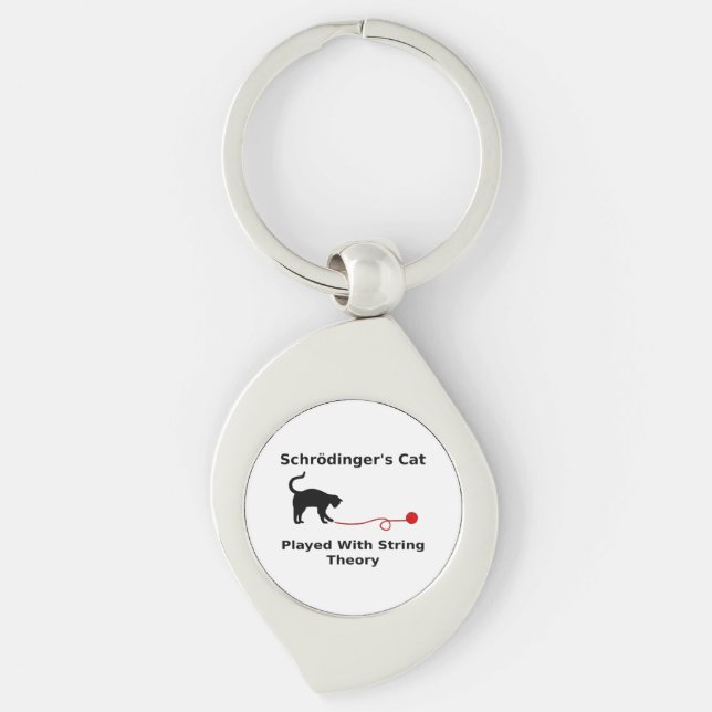 Schrödinger’s Cat Played With String Theory Key Ring (Front)