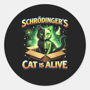 Schrödinger’s Curious Cat Classic Round Sticker
