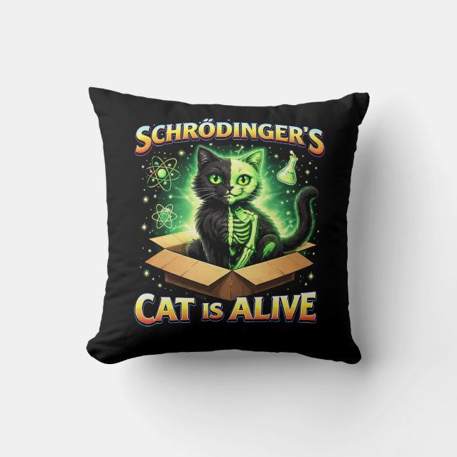 Schrödinger’s Curious Cat Cushion (Front)