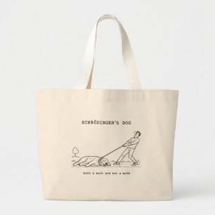 Schrödinger’s Dog Funny Golden Retriever Large Tote Bag