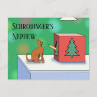 Schrodinger's Cat and Nephew Christmas Postcard
