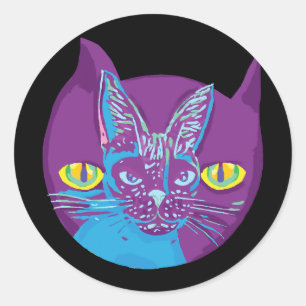 Schrodinger's cat, artistic classic round sticker