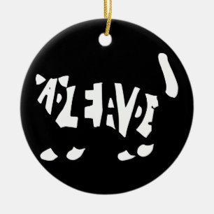 Schrödinger's cat ceramic tree decoration
