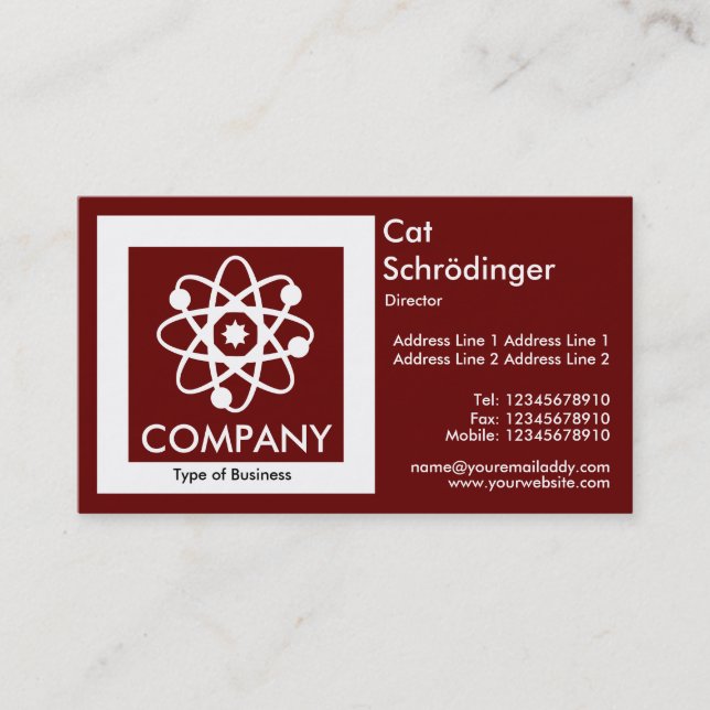 Schrödinger's Cat - Dark Red Business Card (Front)