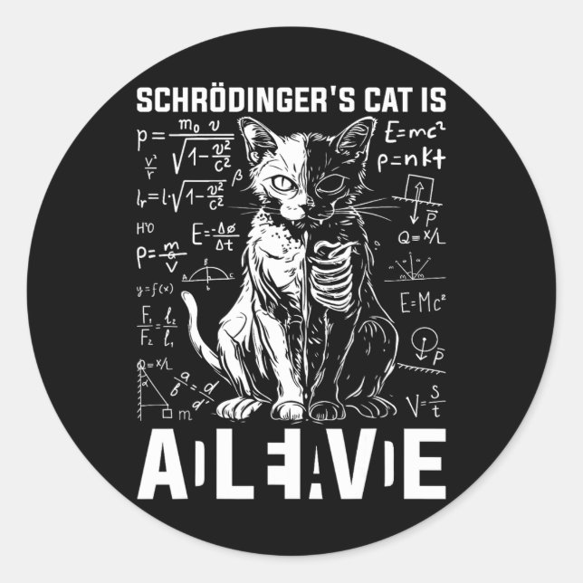 Schrodinger's Cat Dead And Alive Physics  Classic Round Sticker (Front)