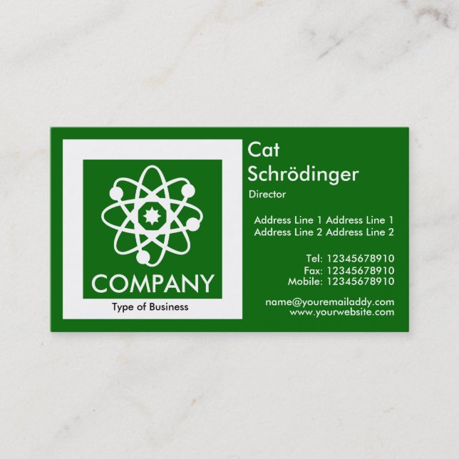 Schrödinger's Cat - Grass Green Business Card (Front)