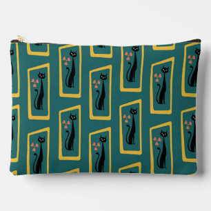 Schrödinger's Cat Mid Century Modern dark blue Accessory Pouch