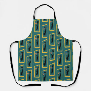 Schrödinger's Cat Mid Century Modern dark blue Apron