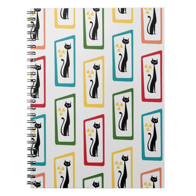 Schrödinger's Cat Mid Century Modern multicolored Notebook (Front)