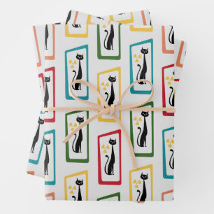 Schrödinger's Cat Mid Century Modern multicolored Wrapping Paper Sheet