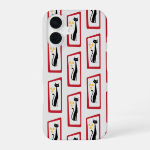 Schrödinger's Cat Mid Century Modern red iPhone 16 Case