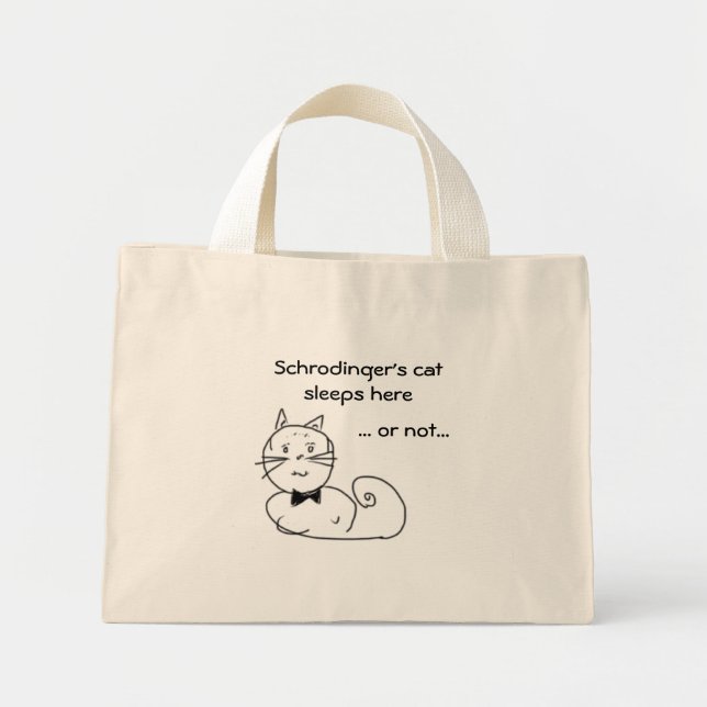 Schrodinger's cat sleeps here... mini tote bag (Front)