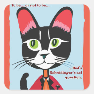Schrodinger's cat to be or not to be square sticker