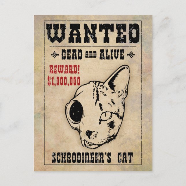 Schrodinger's Cat Wanted II Postcard (Front)