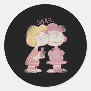 Schroeder &amp; Lucy Valentine's Day Kiss  Classic Round Sticker