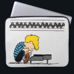 Schroeder Charlie Brown Music Laptop Sleeve<br><div class="desc">Check out this fun Schroeder graphic as he plays music on his piano as the Charlie Brown zig zag stripe.</div>