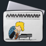 Schroeder Charlie Brown Music Laptop Sleeve<br><div class="desc">Check out this fun Schroeder graphic as he plays music on his piano as the Charlie Brown zig zag stripe.</div>