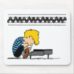 Schroeder Charlie Brown Music Mouse Mat<br><div class="desc">Check out this fun Schroeder graphic as he plays music on his piano as the Charlie Brown zig zag stripe.</div>