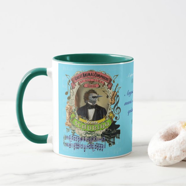Schubird Funny Bird Animal Composer Franz Schubert Mug (With Donut)