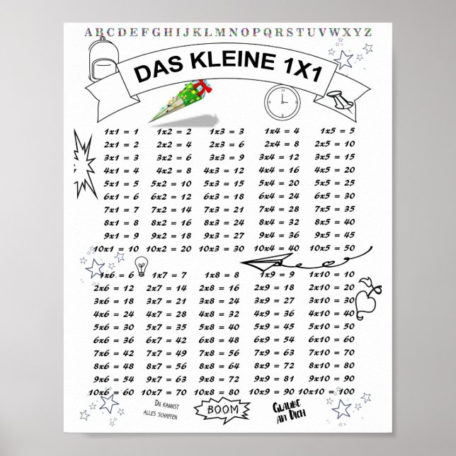 Schulanfang kleines 1x1 Rechnen lernen Poster (Front)