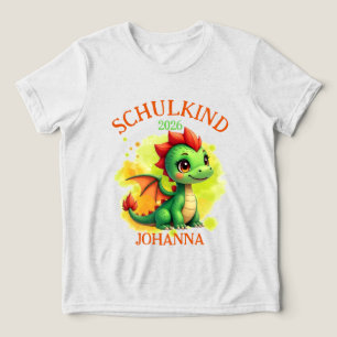 Schulkind 2026 Niedlicher Babydrache orange grün Tri-Blend Shirt