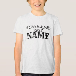 Schulkind 2027 Name Personalised School Tri-Blend Shirt