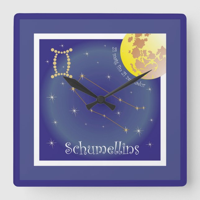 Schumellins 21 matg fin 21 zercladur Uhr Square Wall Clock (Front)