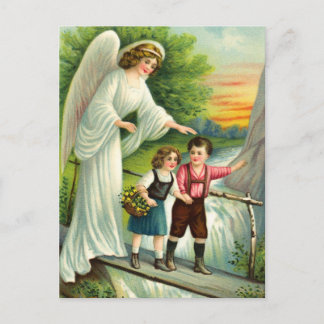 Schutzengel, Kinder und Brücke Postcard