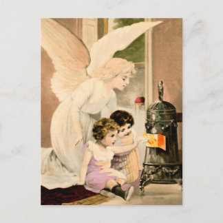 Schutzengel, Kinder und Feuer Postcard