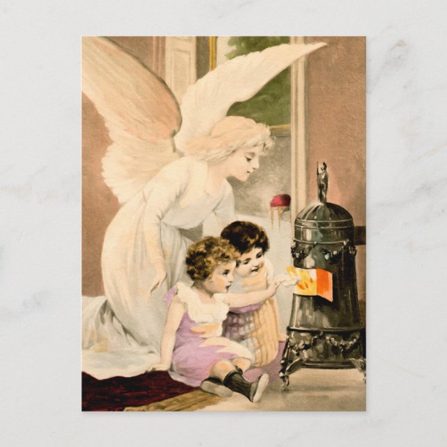 Schutzengel, Kinder und Feuer Postcard (Front)