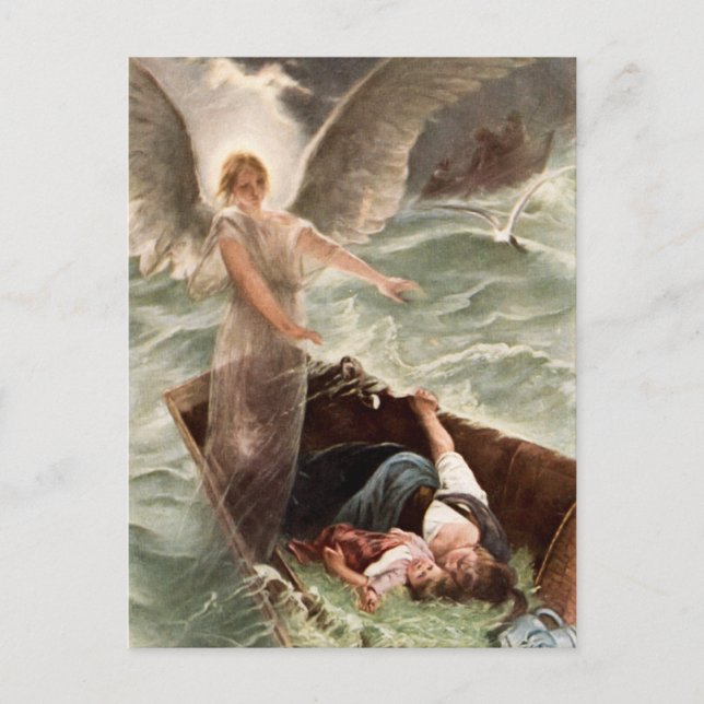 Schutzengel Meer Mutter und Kind Karl Raupp Postcard (Front)