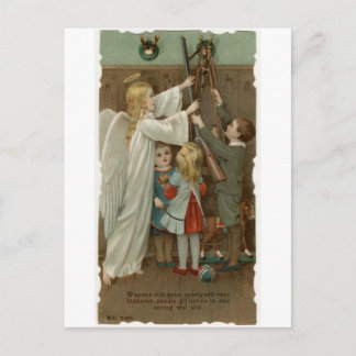 Schutzengel und Kinder mit Waffen Postcard