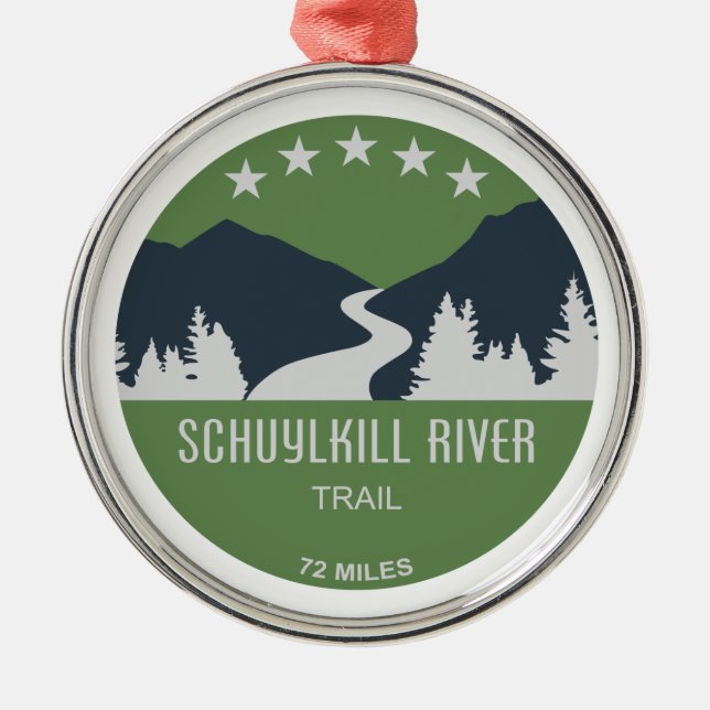 Schuylkill River Trail Metal Tree Decoration (Front)